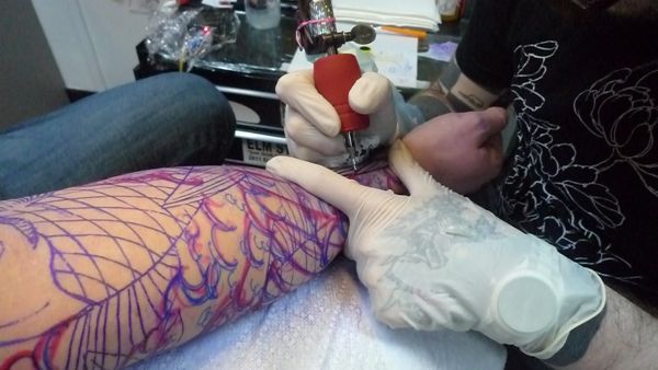 Craig Burton took these shots of me starting this sleeve